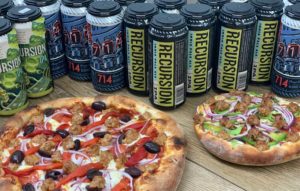 Pizza with Craft Beer Cans